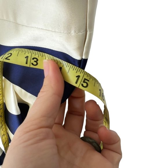 Eliza J Blue White Yellow Stripe Sleeveless Fit Flare Knee Length Dress 6 - Picture 10 of 12